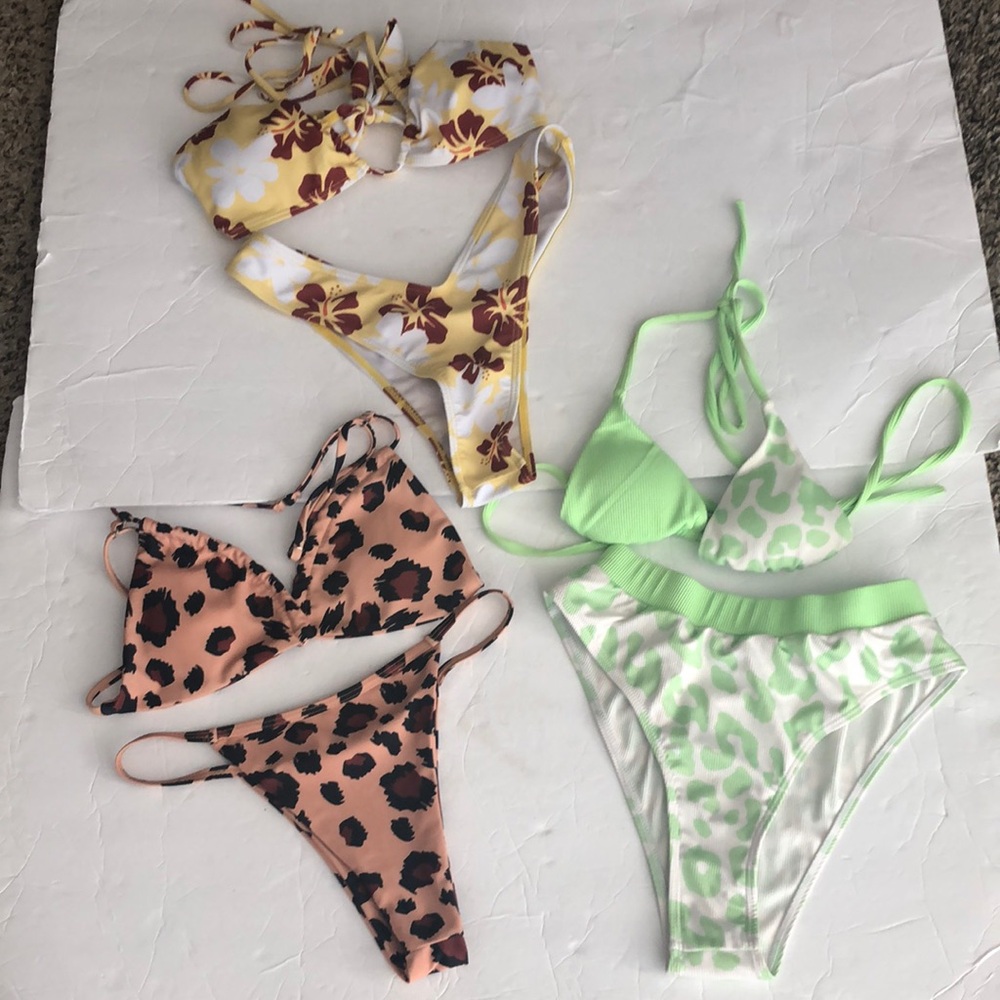 Swimsuit Bikinis Bundle of 3 Unbranded Yellow Brown Green SZ S